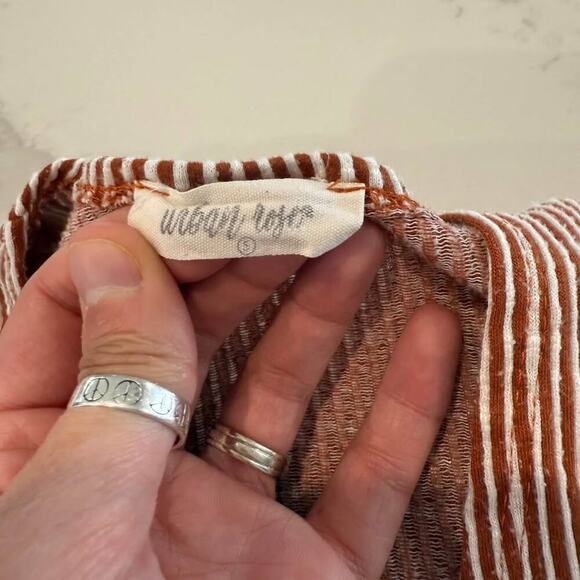 Urban Rose Long Duster Striped Lightweight Cardigan Sweater Womens Small Rust - Picture 4 of 5